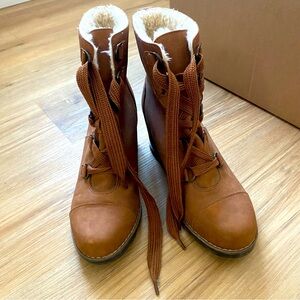 Target Women's Brown Sherpa Lined Lace-Up Boots